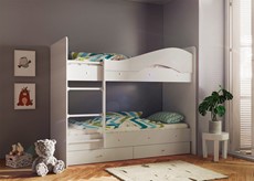 Детская двухъярусная кровать Мая с 2 ящиками на щитах, цвет Млечный дуб в Костроме