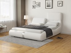 Кровать спальная Лукка 160х200, Экокожа (Белый) в Саранске